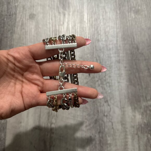 NWT Jenny bird austin cuff womens mixed metal stacked layered chain bracelet - Picture 3 of 3